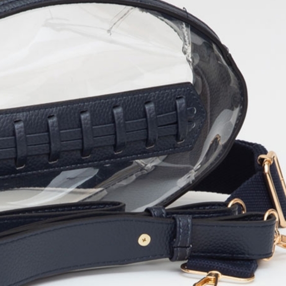 Navy Clear Transparent Bag Football Purse Crossbody Statement Womens Accessory